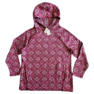 Talbots T by Talbots Nordic Pink Snowflakes Fleece Sweater Size L